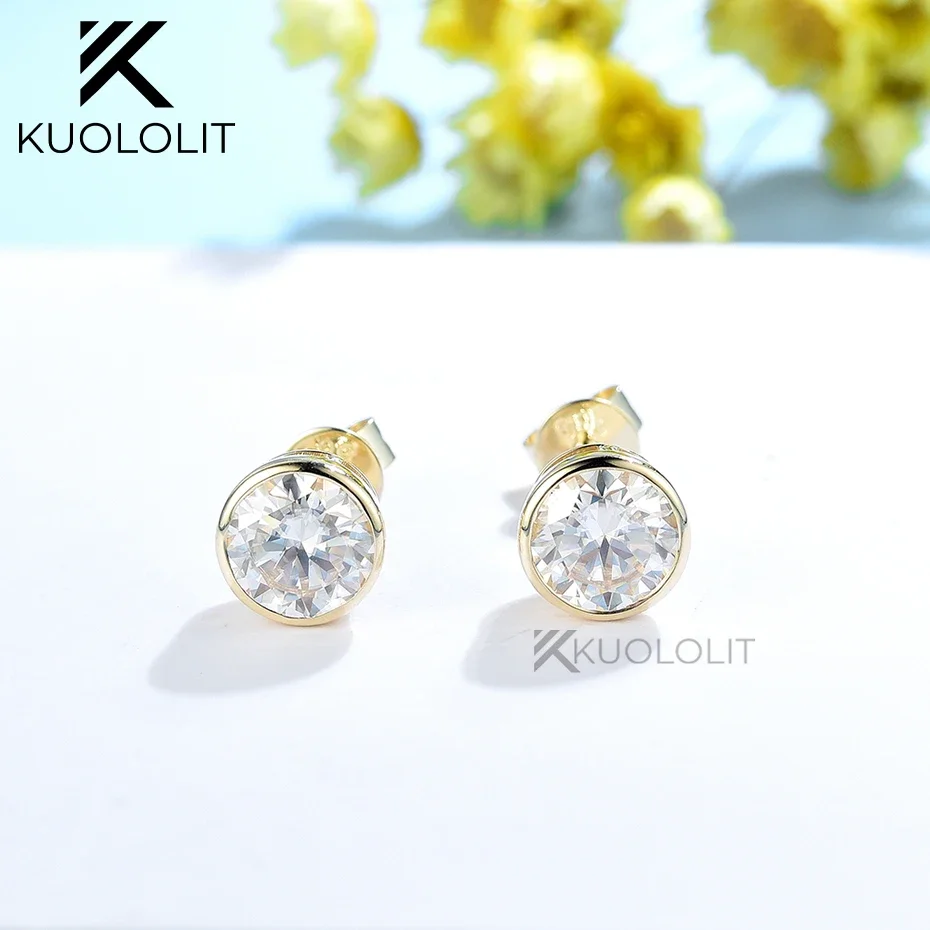 Kuololit 4ctw Moissanit náušnice pre ženy pevné 18k 14k Gold Brilant Round D/VVS1 náušnice na zásnubné večierky Vianoce