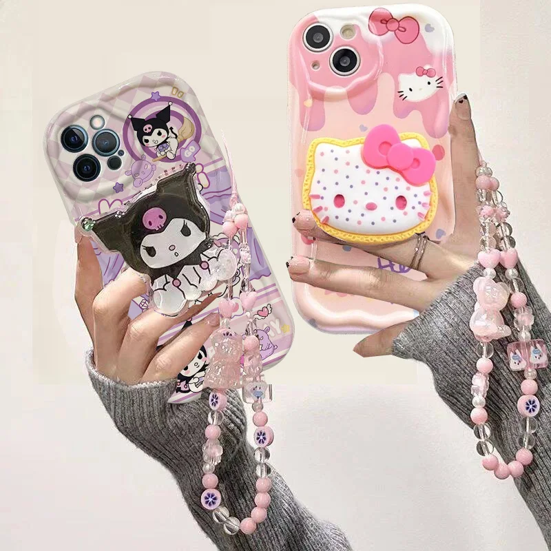 Kuromi Hello Kitty Bracket Case pre puzdro pre Xiaomi Redmi Note 12 4G 8 11 10 12 13 Pro Plus 5G 12S 12 13C 12C 9a 9 10 A1 A2 A3