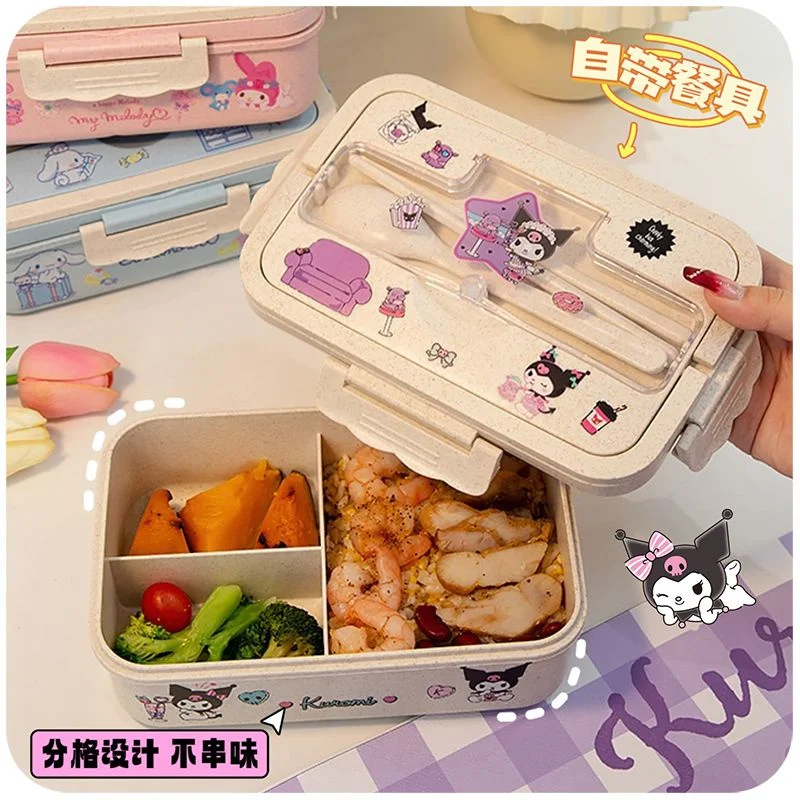 Kuromi Lunch Box Kawaii anime cinnamoroll moja melódia zapečatená úniková nádoba na prípravok na príbory comartoon outdoor piknik bento box