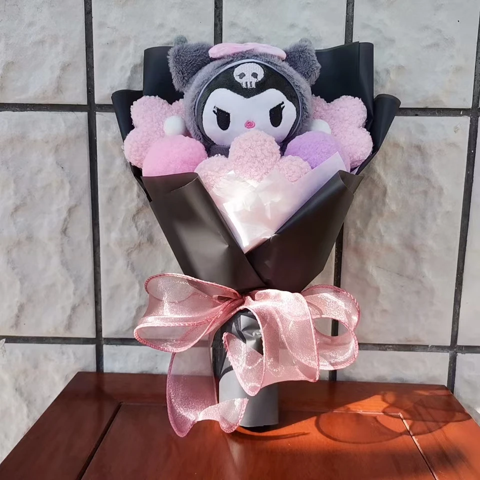 Kuromi plyšová bábika kytica Sanrio Hello Kitty My Melody Cinnamoroll plnené plyšy na Valentína