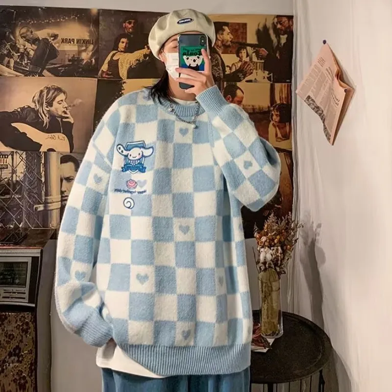 Kuromi Vyšívaný sveter Ženy voľné a moderné študentské pletené pullover Tops pár O-Neck Autumn Winter Cinnamoroll Y2K oblečenie