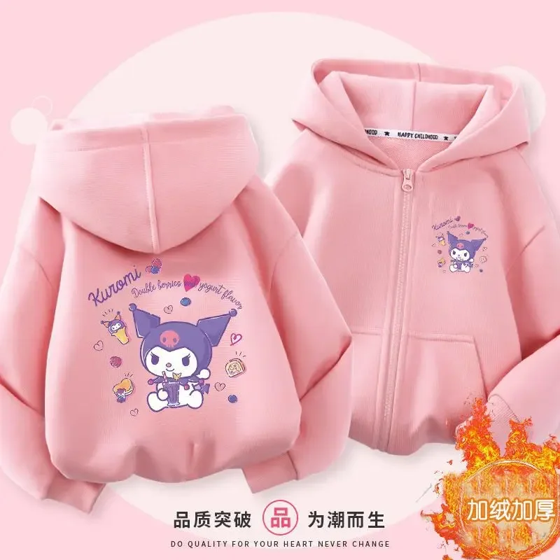 Kuromi Zipper Hoodies Girls Cinnamoroll Mikina jesenná a zimná séria Harajuku Pulloves Serovers Stich Casual Hooded