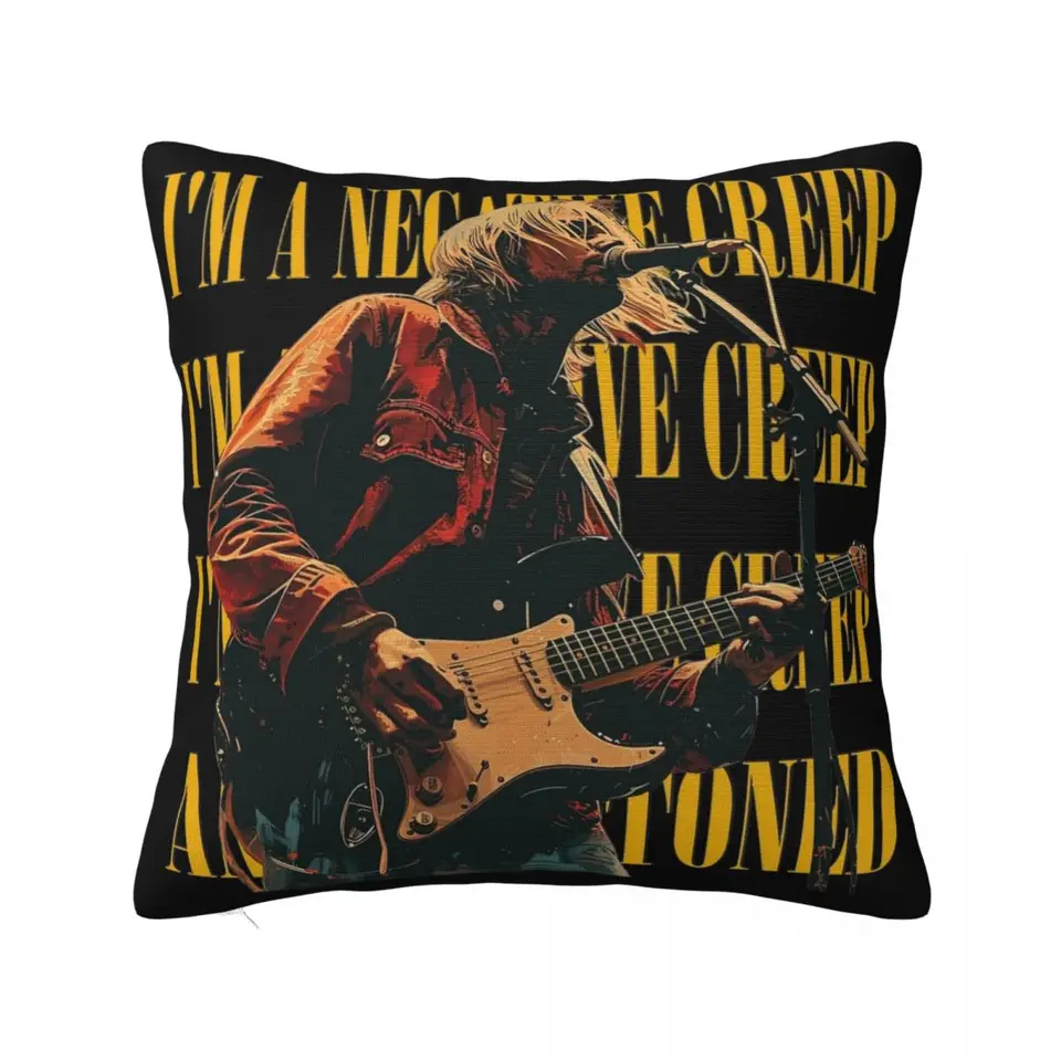 Kurt Cobain vankúš Tlač polyesteru vankúšový kryt dekorácie vankúšový obal na vankúšový kryt domov štvorec 45x45 cm