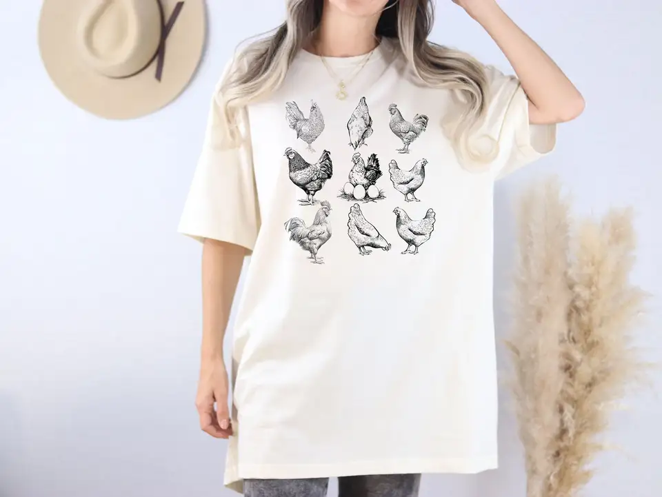 Kurčatá tričko retro kuracie farmárka dievča vintage sliepka kohúta mama