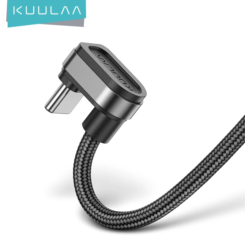 KUULAA USB TYPY C Kábel 180 stupňov Rýchle nabíjanie nabíjacích nabíjačiek pre Xiaomi Mi 8 Samsung Galaxy S10 plus USB-C kábel