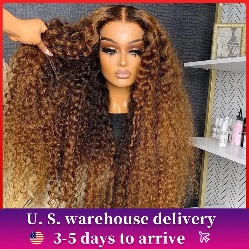 Kučeravé parochňové ľudské vlasy 210% hustota bez gluky dlhé výstredné kučeravé parochne ľudské vlasy ombre hnedé afro kučeravé parochne pre čierne ženy sfarbené