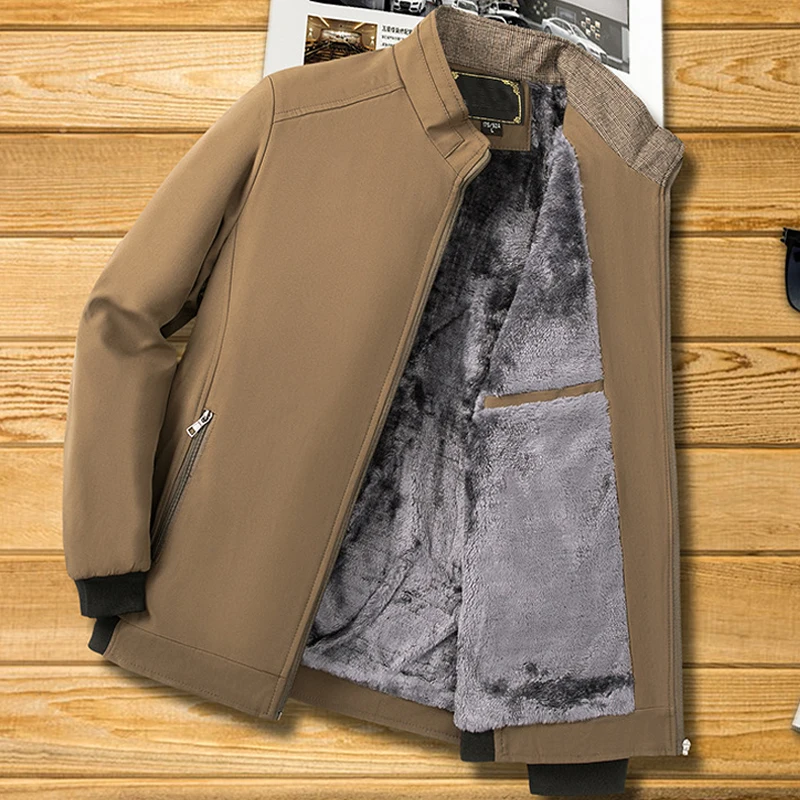 Kvalitná jeseň zimná zimná pánske bundy zahusťujú vnútorné príležitostné obchodné bunda fleece parka teplé zimné bundy pre mužov Vouchwear Coat