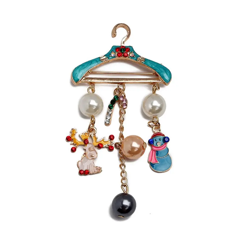 Kvalitné oblečenie doplnky Vianoce perlové barla smaltkan Snowman Elk Deer Crystal Hanger Broš