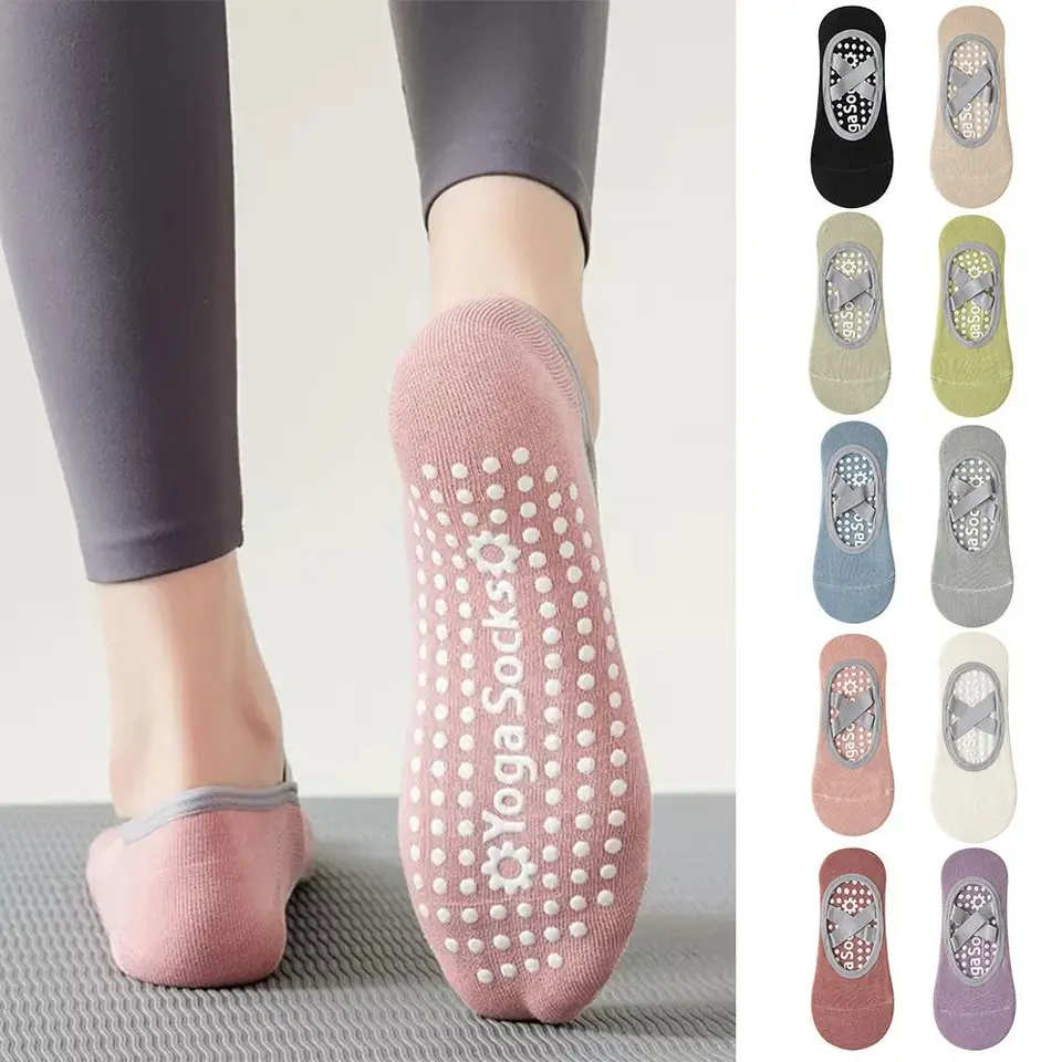 Kvalitné protišmykové ponožky Pilates ponožky bez zadku bavlnené bandáž jogy ponožky priedušné tuhé farebné športové ponožky telocvičňa