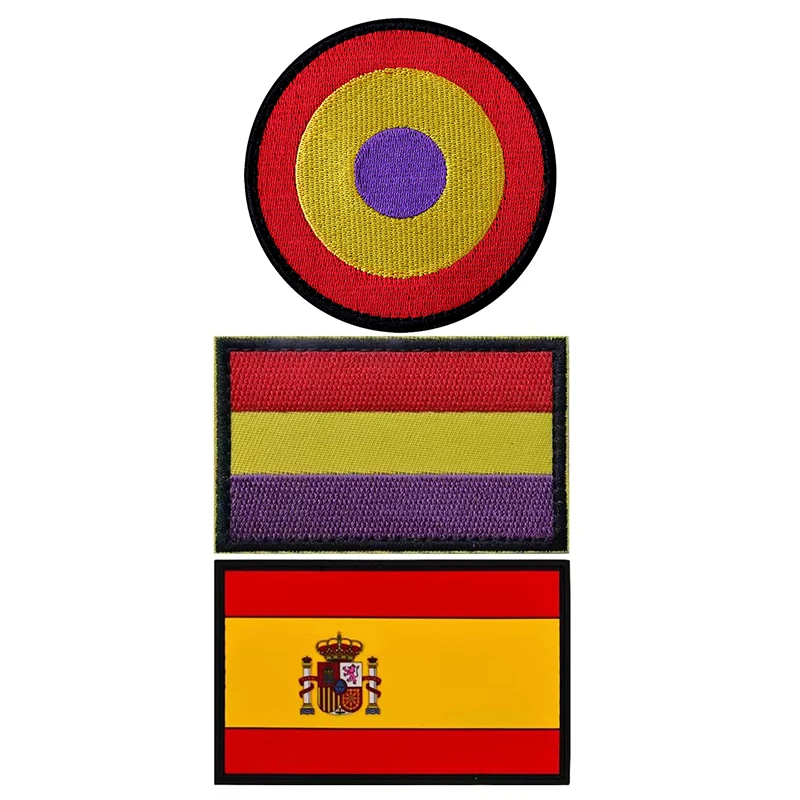 Kvalitné španielske vlajky Patches Hook Vyšívaný chladný klobúk španielske kúzla nálepka Vlajka druhej španielskej republiky