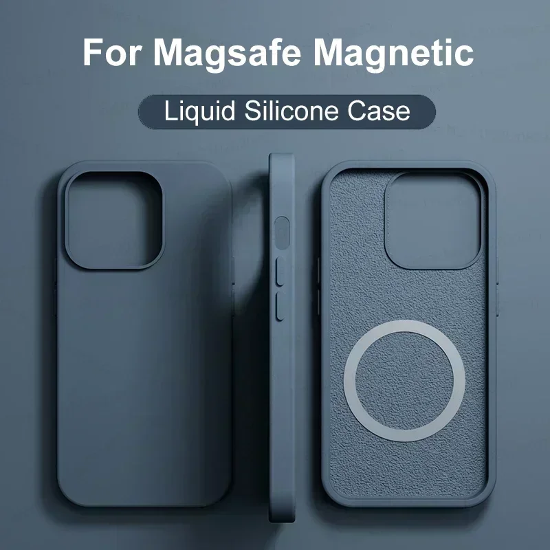 Kvapalné silikónové magnetické puzdrá pre iPhone 15 14 13 Pro MAX PLUS PRE MAGSAFE CASE Wireless Cover Cover Phone príslušenstvo