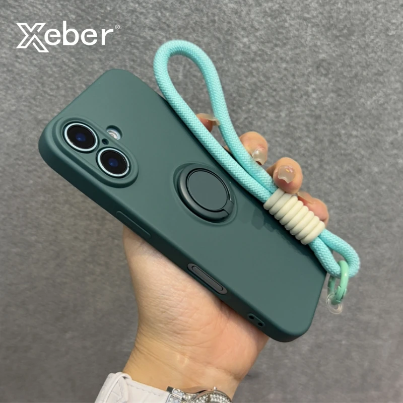 Kvapalný silikónový držiak prstenca prsteň pre iPhone 16 Pro Max 15 14 plus 13 12 11 Pro Xr x xs Max Pase s paneli zápästím