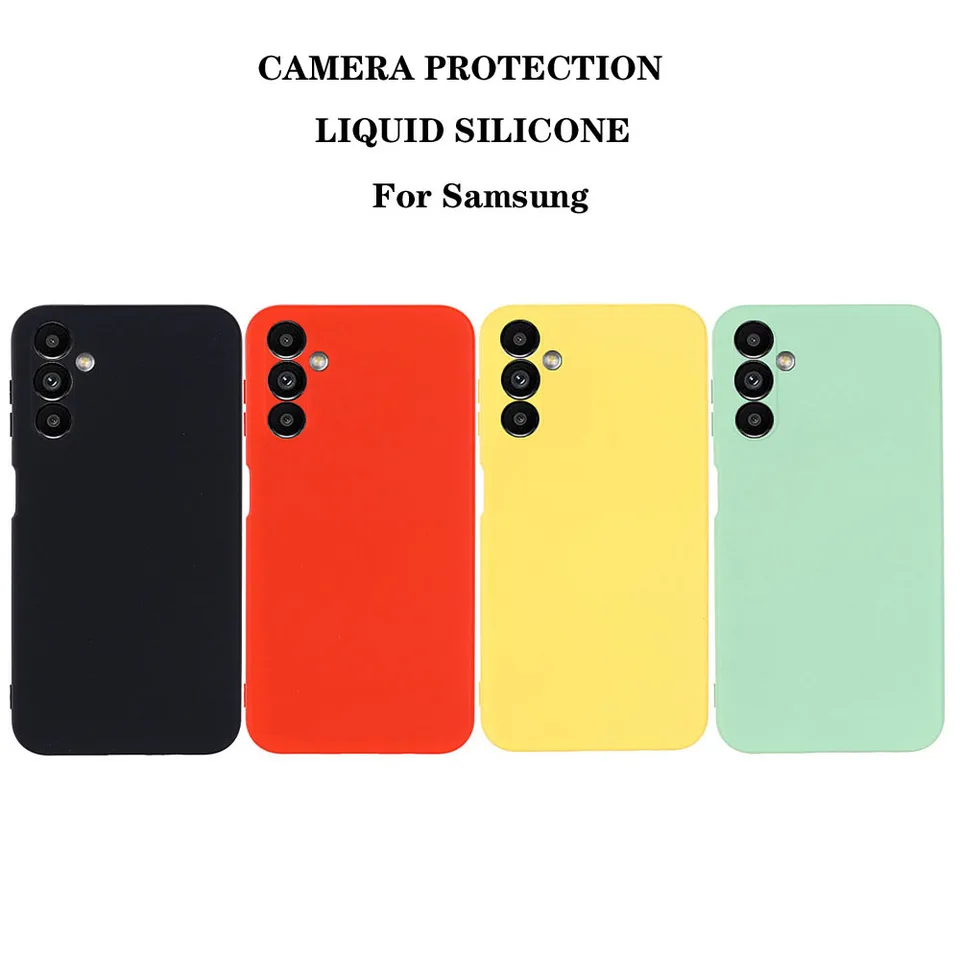 Kvapalný silikónový prípad pre Samsung Galaxy A13 A23 A33 A53 A73 A04 A04S A04E A14 A24 A34 A54 4G 5G Matte Funda Cover Cover Case Case Case Case Case Case Case