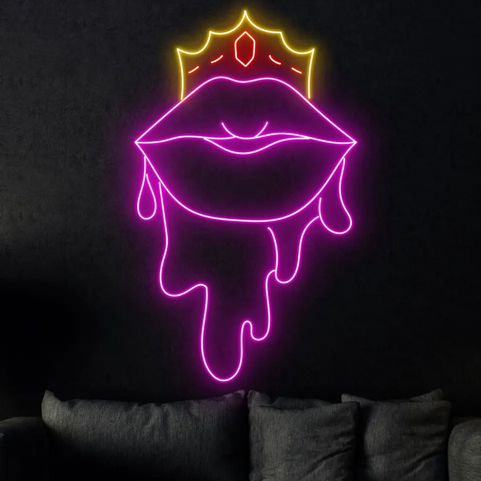 Kvapkanie ženskej pery neónové znamenie zvyčajné dievča krásy obchodu nástenné umenie dekor rúž Lipstick Bar Club znamenie krásy salón izba USB stmievateľný neón