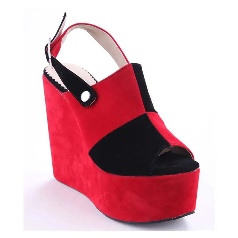 Kvetinová handrička Peep Toe Wedge päta sandále platforma členkový popruh gladiátor cutout kvetinové zmiešané farby topánky Žena