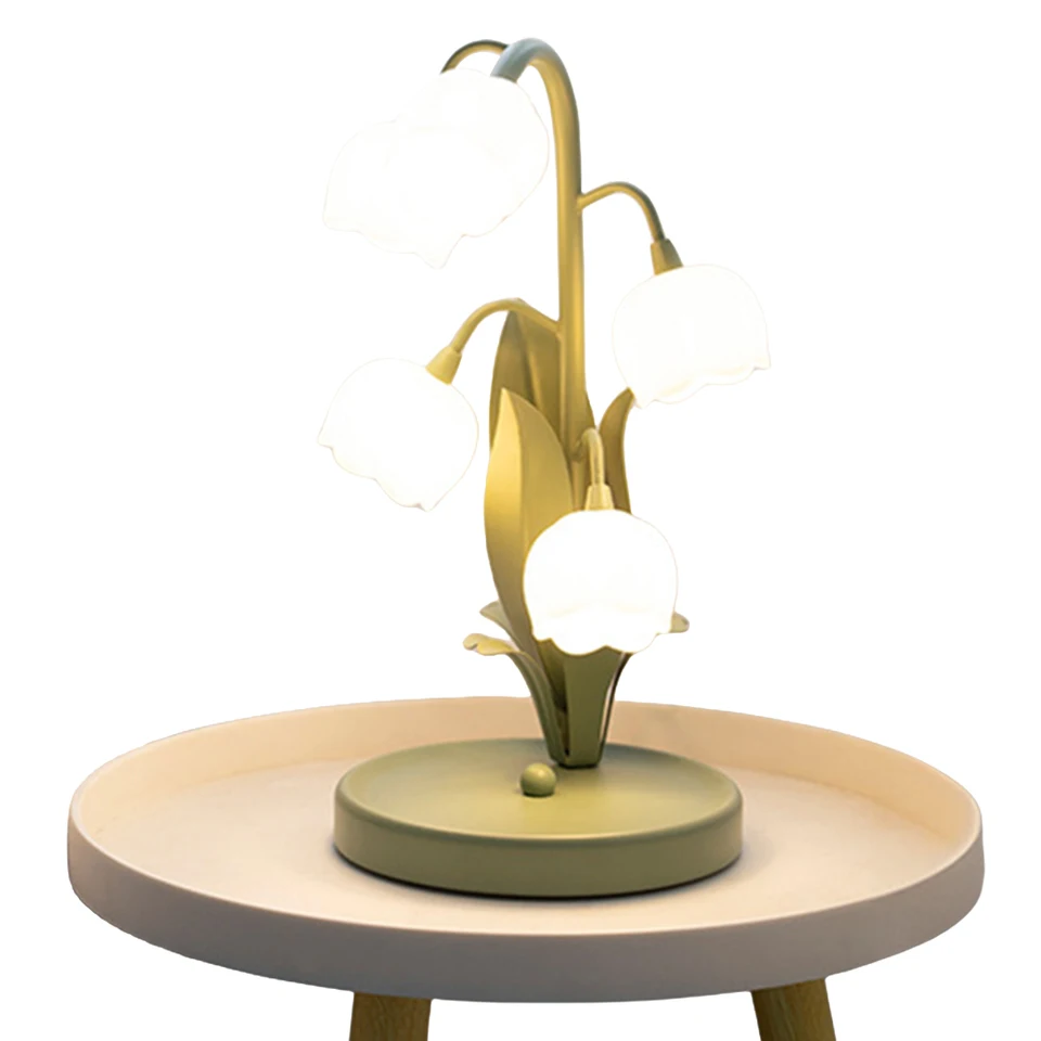 Kvetinová lampa PC odtiene Lily z údolia stolovej lampy klasická nočná stolová lampa pre obývaciu izbu dekor
