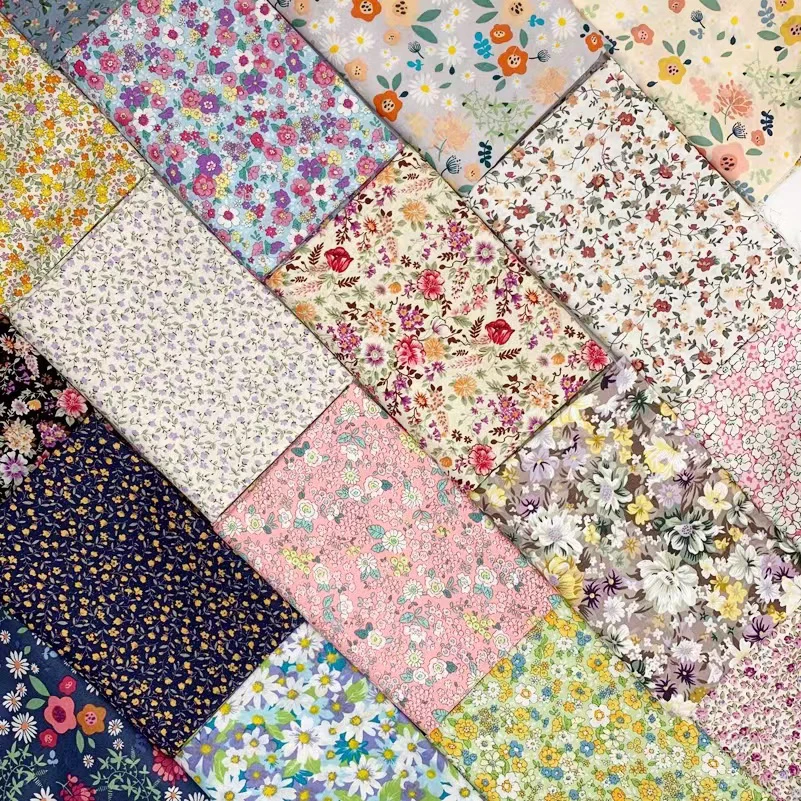 Kvetinová tkanina kvetina bavlnená potlačená poplin prešívajúce šaty Patchwork mušelin šijacie príslušenstvo bavlnená tkanina