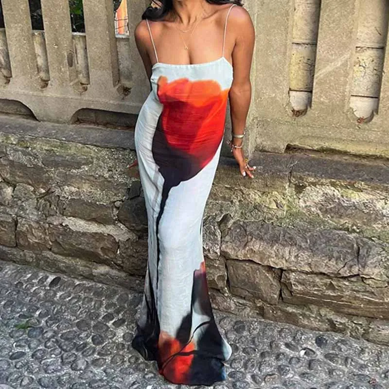 Kvetinová tlač sexy sieťovina číry vysoký štrbinový dámske šaty priehľadné štíhle šmyk