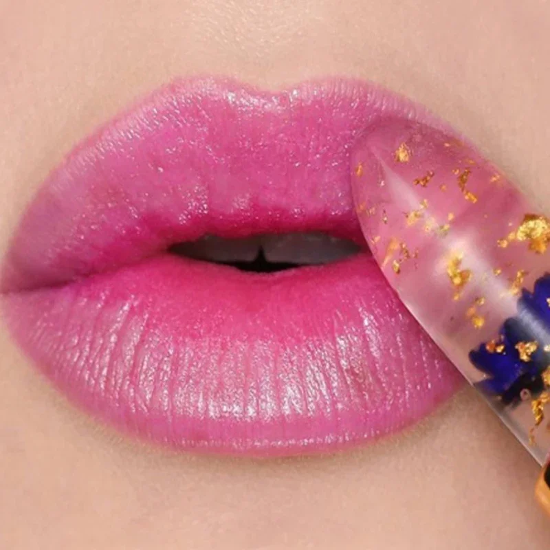 Kvetinová želé priehľadná nepremokavá teplota Color Color Metle Crystal Lipstick Long Trvalá zvlhčujúci rúž na balzam na pery