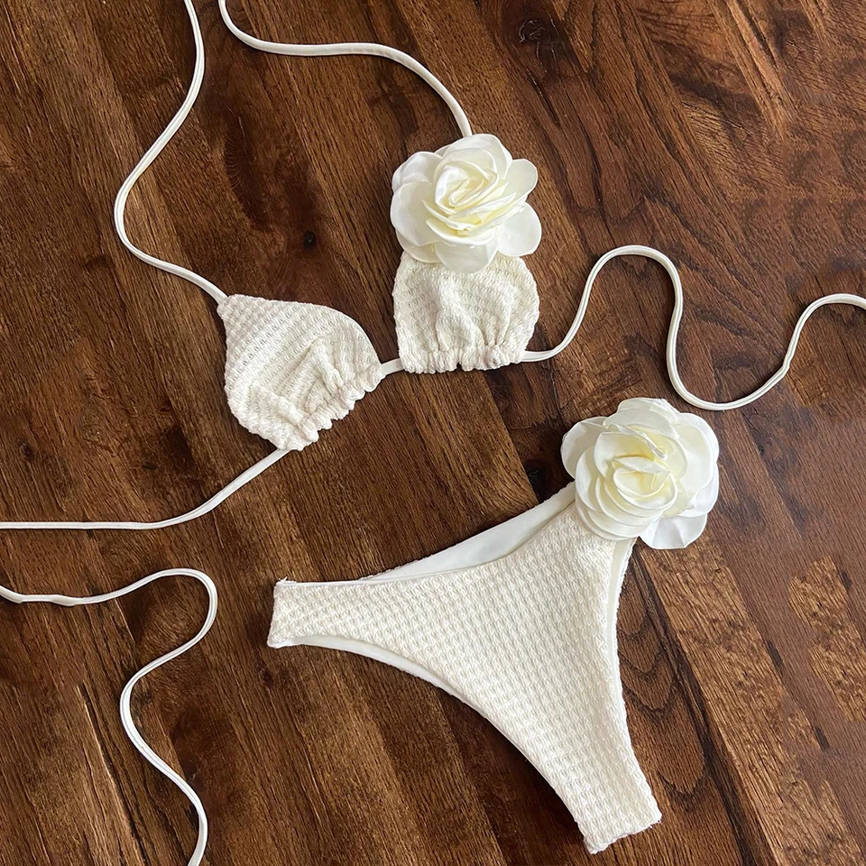 Kvetinové bikiny 2024 Sexy ženy plavky ženské plavky Micro Bikini Set brazílske biquini kúpalisko Solid Beachwear