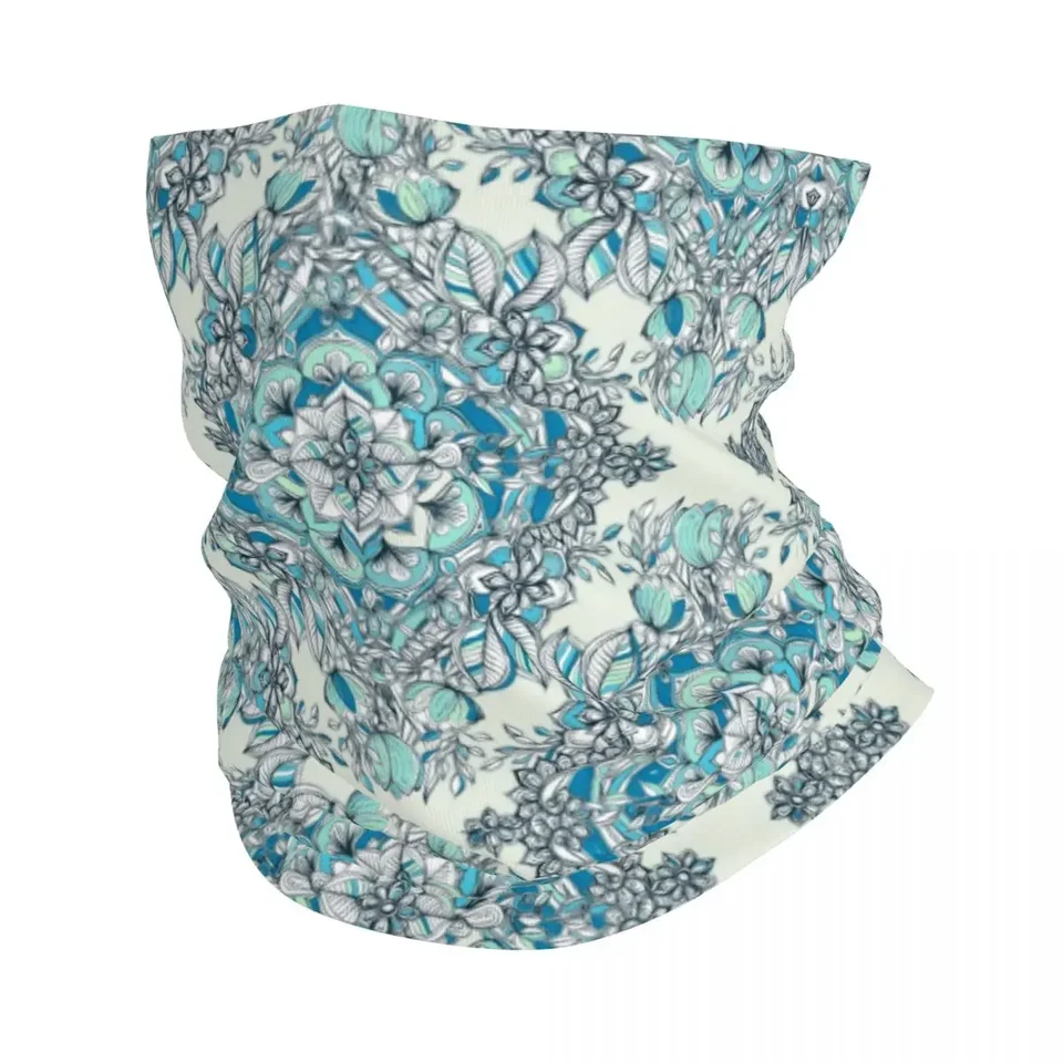 Kvetinové diamantové doodle v sivozele a tyrkysoise české bandana krk gaiter potlačte Balaclavas Wrap Scarf Headear Be Running
