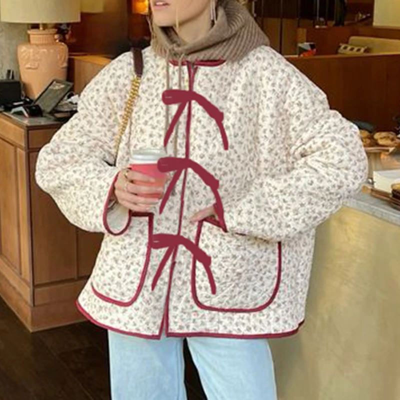 Kvetinové/kockované vzory ľahké bundy Dám