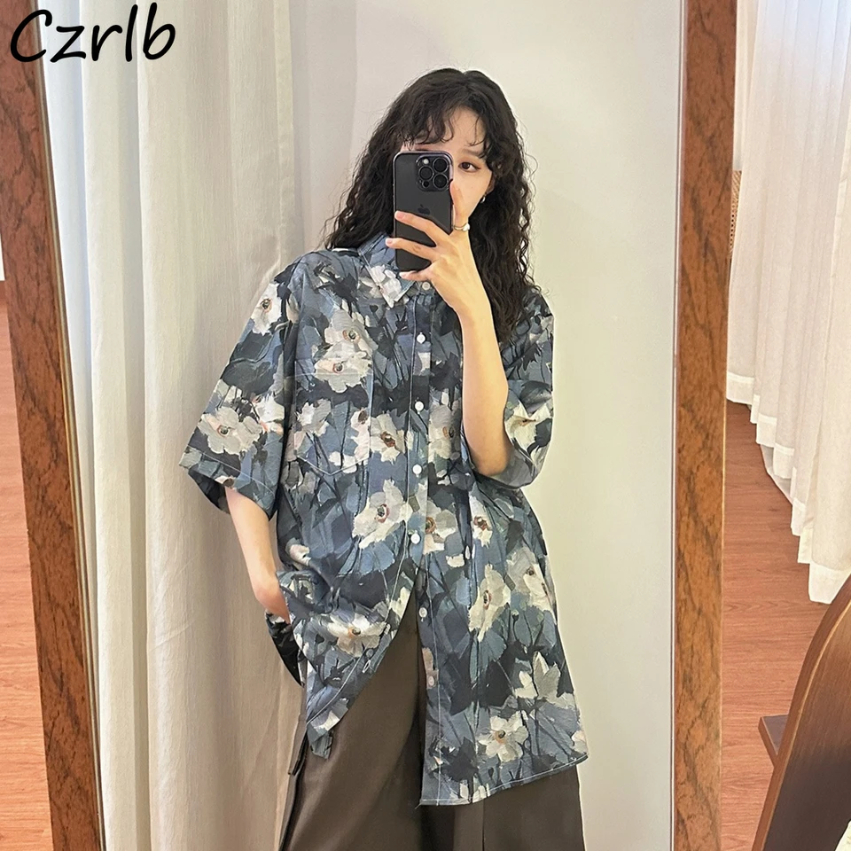 Kvetinové košele Ženy Nové vinobranie móda voľné letné letné letné priedušné páry y2k tops estetické camisas harajuku ins