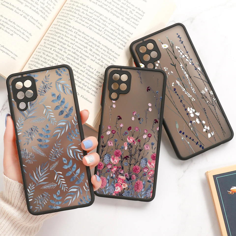 Kvetinové matné puzdro pre Samsung A54 5G A34 A53 A33 A32 A55 A35 A14 A13 A05S A23 A22 A21S A52 A51 A50 A50 A73 A72 A72 A71 A71 Fundas kryty fondov