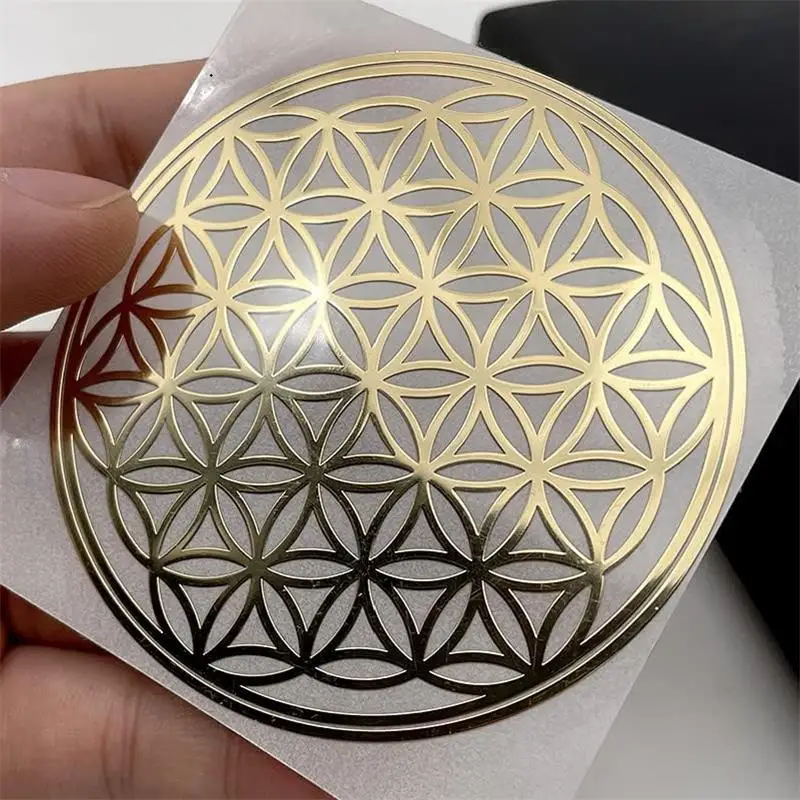 Kvetinové nálepky pre kovové nálepky pre kamenný kryštál, pyramídová posvätná geometria, mobilný telefón, notebook, dekoratívne nálepky na brehu energie