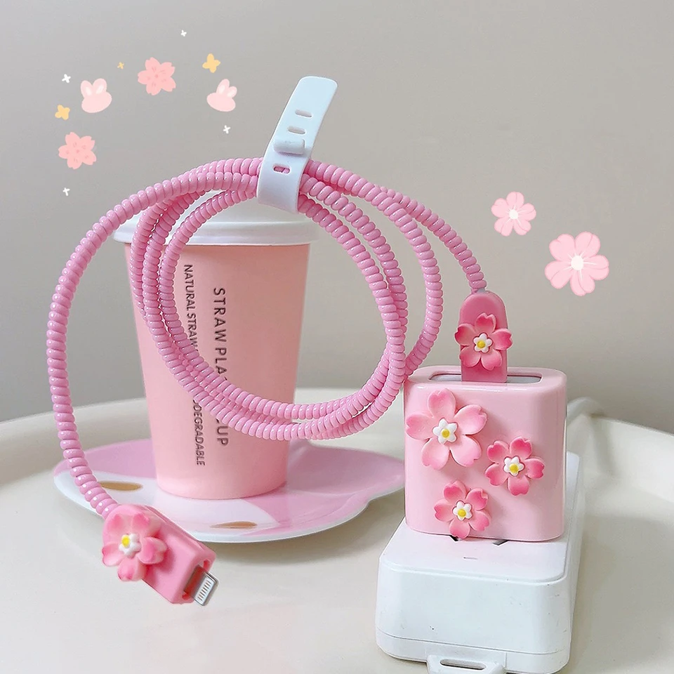 Kvetinové puzdro pre Apple 18W/20W nabíjačku je použiteľné pre iPhone 16 15 14 13 12 12 12 12 12 12 12 12 12 12 12 12 balenie na chránič dátových káblov SHELVE