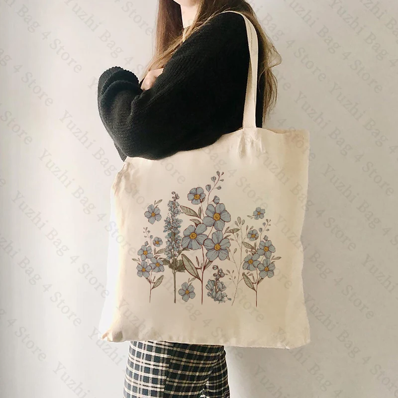 Kvetinový vzor tote taška Wildflower totes plátno nákupné tašky darček pre ženy totes darčekové tašky narodeniny