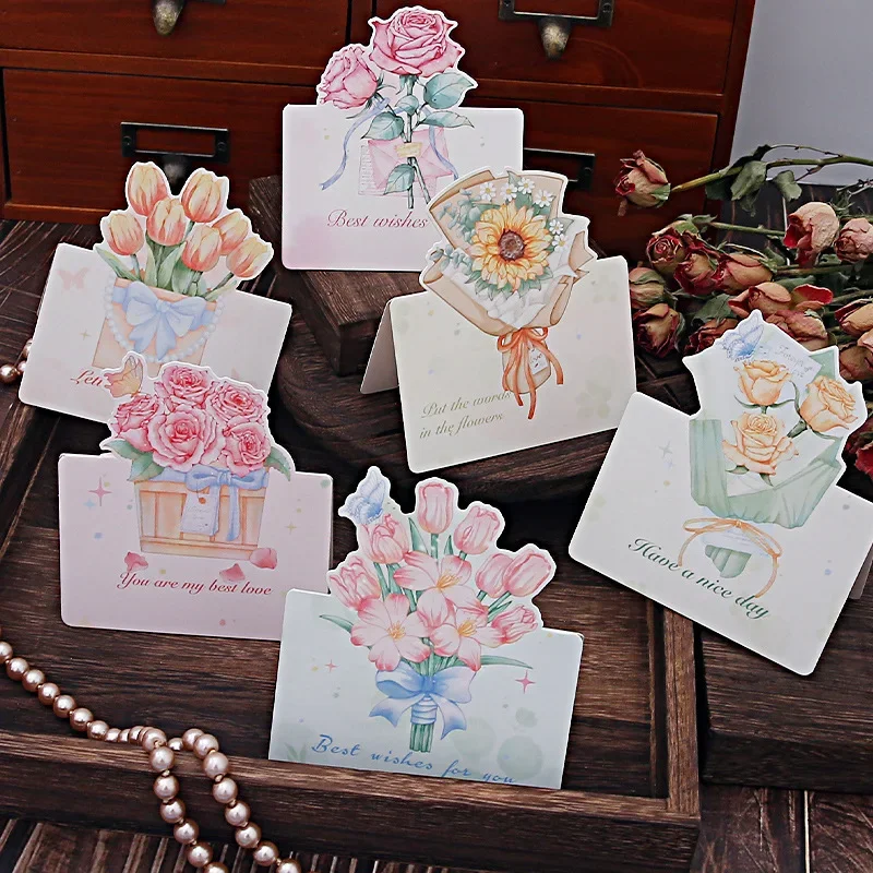 Kvetinový zväzok pozdravu karta Watercolor Wind Card Qixi 8. marca Deň matie
