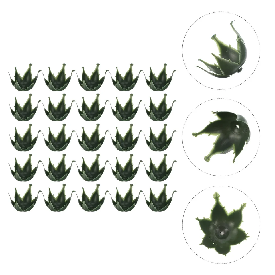 Kvetiny Calyx Calyxes Umelé falošné DIY Rose Flowers Plastové sepaly Dodávky dodávky Zelené nádoby Výroby remesiel