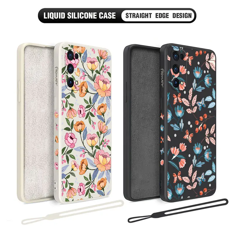 Kvitnúce kvety puzdro pre Oppo Realme 11 10 9 9i 8 8i 7i 6 Pro Plus Plus C35 C1 C11 C12 C15 C20 C21Y C25 C25S Cover