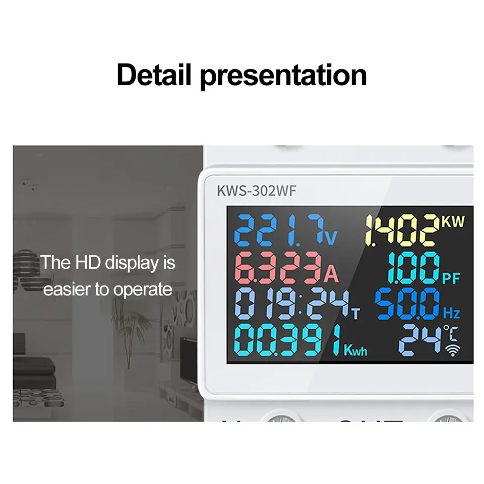 KWS-302 8 IN1 Power Meter Multifunkčný digitálny voltmeter Ammeter 170-300V 63a