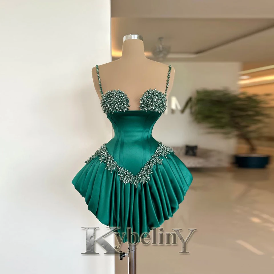 Kybeliny Charming Spaghetti Rains Rains Rains pre domáce šaty pre ženy Perly Pleat Sweetheart Vestidos de Noche Party prispôsobené