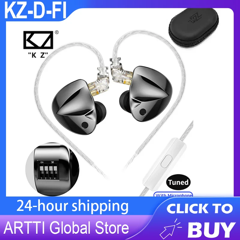 KZ D-Fi HIFI IEMS v uchu 4-stupňový monitorový ladiaci spínače slúchadlá živé uši