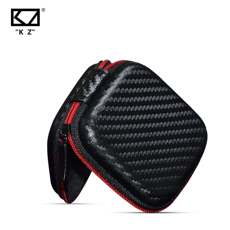 KZ Originálne vrecká na slúchadlá Pu Zipper Storage Box Prenosné úložné skrinky Čierne vhodné slúchadlá