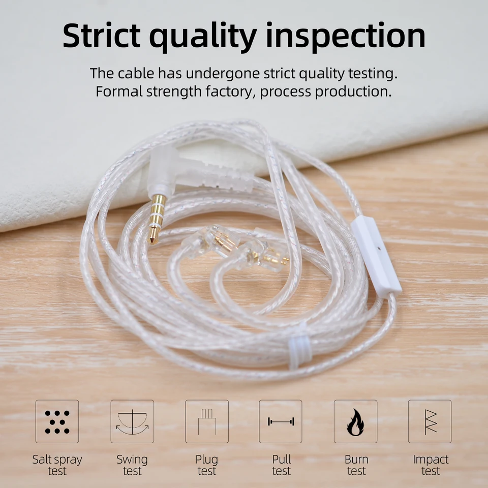 Kz vysoko čistotný strieborný kábel s plochým káblom Hifi Sport Serfphone Accessories s mikrofónom EDX PRO/ESX/ZS10 PRO X