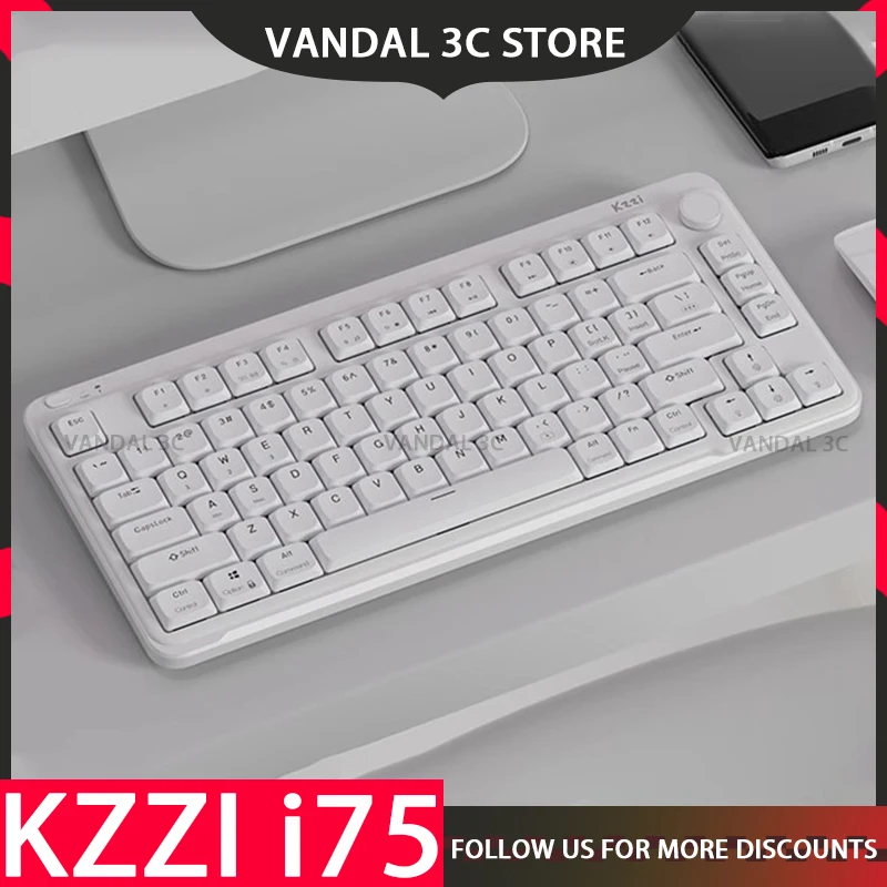 KZSI I75 Mechanická klávesnica Krátka Krátka Krátka Troj režim bezdrôtové hliníkové herné hry RGB Klávesnice Prispôsobenie PC Gamer Accessories
