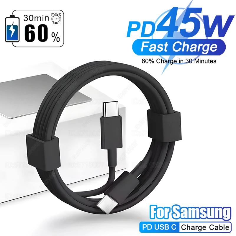 Kábel 45 W USB C pre Samsung Galaxy S24 S22 S23 S25 Ultra Plus A15 A35 A55 5G Rýchly nabíjací kábel pre dátové riadky typu Samsung