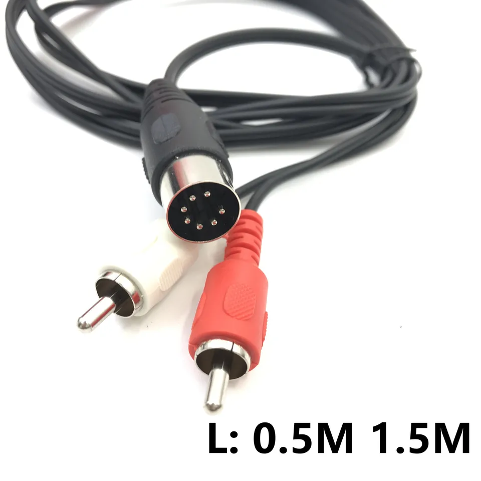Kábel 7 Pin Din to RCA, 7-kolíkový midi mužský zátk na 2 RCA Mužský zvukový adaptér pre Bang Olufsen, Naim, Quad.Stereo Systems
