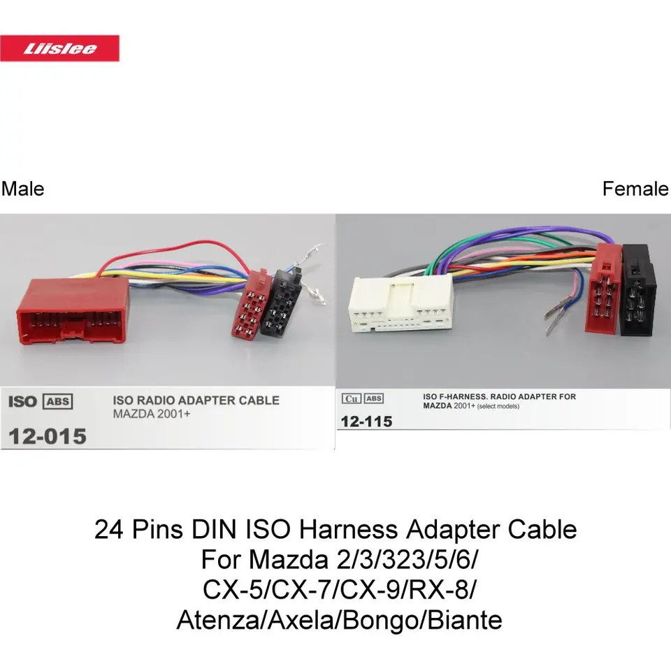 Kábel adaptéra ISO PINS DIN ISO pre mazda 2/3/323/5/6/cx-5/cx-7/cx-9/rx-8/atenza/axela/bongo/biante/bt-50/mpv