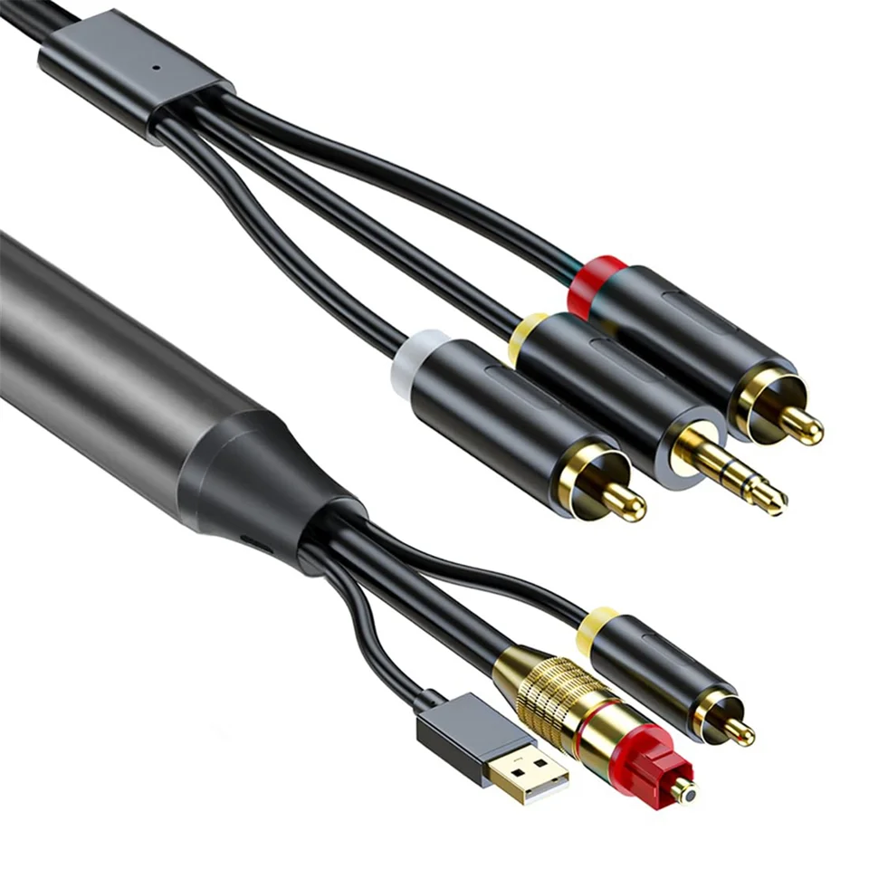 Kábel digitálneho až analógového zvukového konverzie, digitálny spdif/optický a koaxiálny na analógový L/r RCA a 3,5 mm AUX stereofónny zvukový kábel