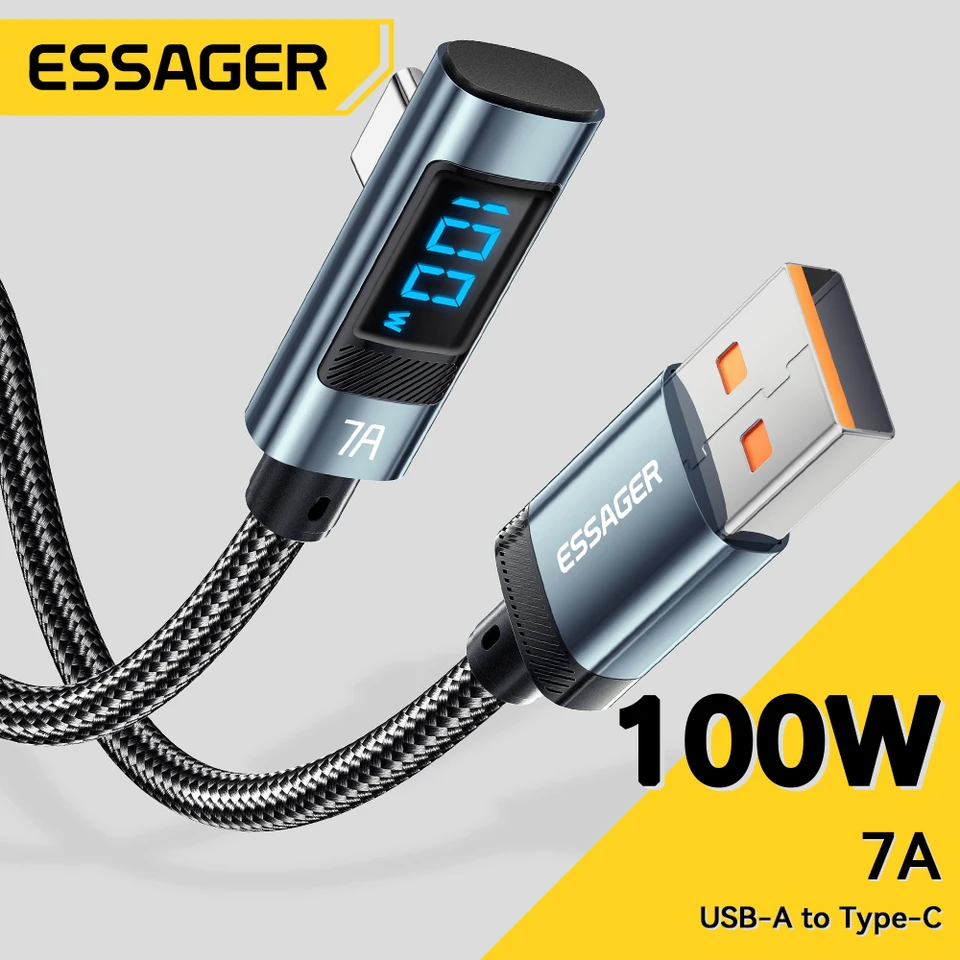 Kábel Essager 7a USB Type C na USB C 100W PD rýchle nabíjanie dátového káblového kábla pre MacBook Xiaomi Samsung Huawei Mate60 zobrazovací kábel