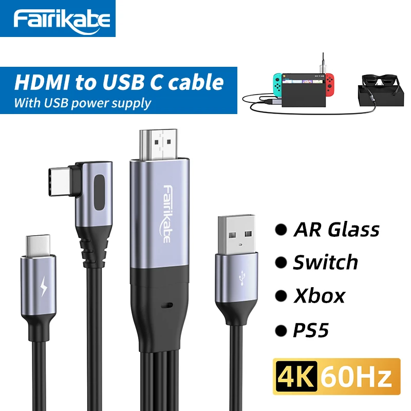 Kábel HDMI na USBC 4K60Hz HDMI na Typec Adapter pre PS5 Xbox Steamdeck do XREAL NREALAIR ROKIDMAX RAYNEOAIR TOUTBAIL MONION