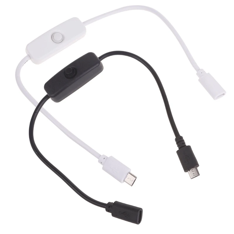 Kábel micro USB s prepínačom s gombíkom 501 Micro USB 5P Mužský ženský predlžovací kábel pre nízko napájacie zariadenia
