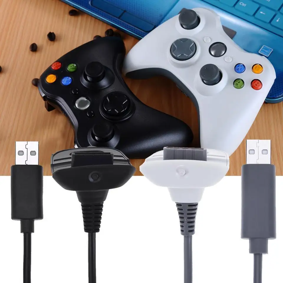 Kábel nabíjačky USB nabíjacie nabíjacie kábel pre Xbox 360 Wireless Controller 1 balenie čierna, biela