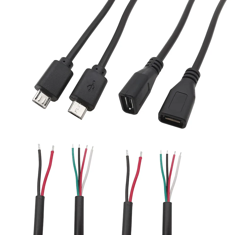 Kábel napájania napájania Micro USB 2 PIN 4 PIN 4 PIN SMENNÝ MÁLNA DREJOVÝ KONTÁLO KONKUJÚCICH KONEKCIU DIY DIY DATICKÝ KABEL