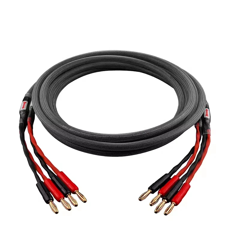 Kábel reproduktora HIFI HIFI High Purity 6n OFC Core Banana do banánového mužského zlatého zástrčového kábla Rohového kábla pre reproduktor zosilňovača 5.1 7.1